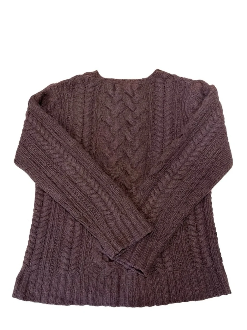 Jcrew brown cable handknit lambswool angora sweater m medium - Picture 3 of 5